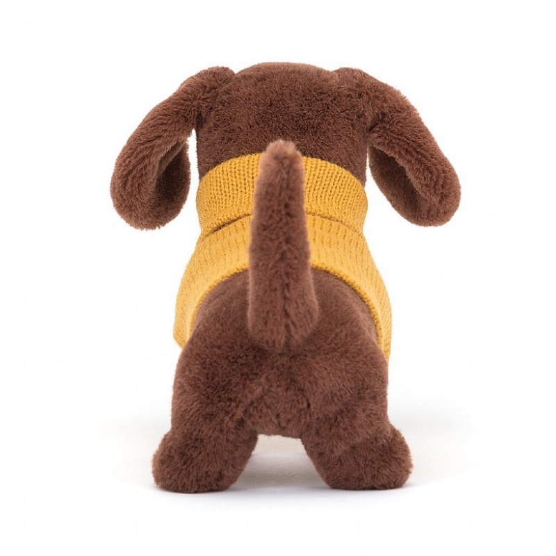 Jellycat Sweater Sausage Dog Yellow | 763892-PZH